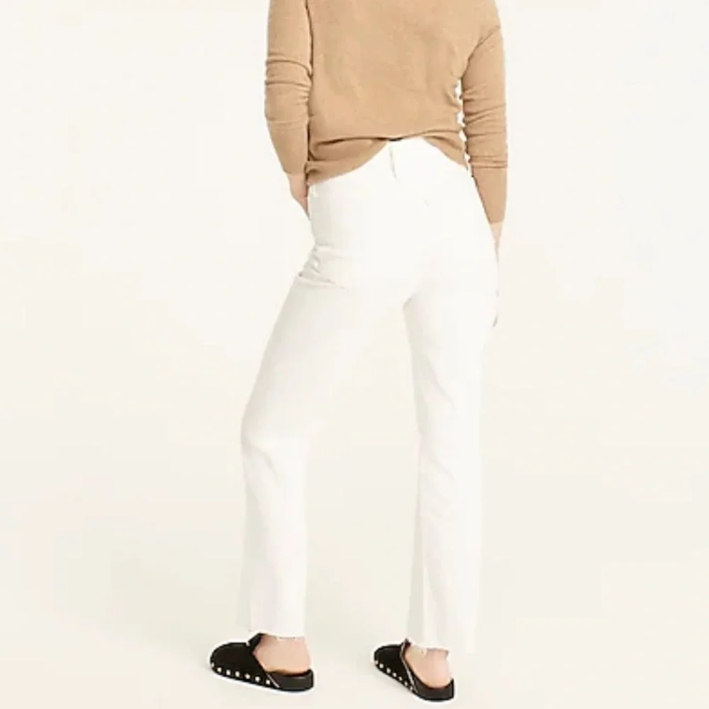 J crew slim boyfriend jeans white raw hem